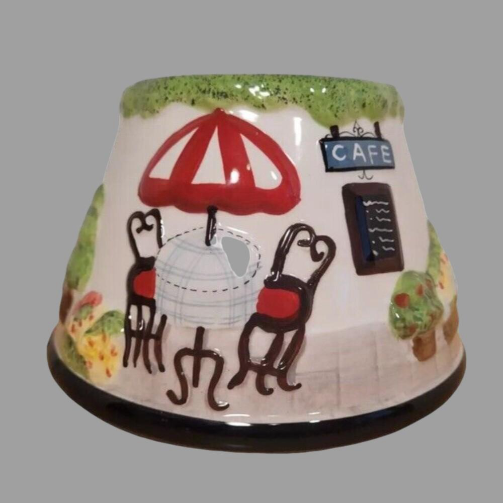 Linens N Things Large Jar Candle Shade Topper Cafe' Bistro Table Trees Ceramic